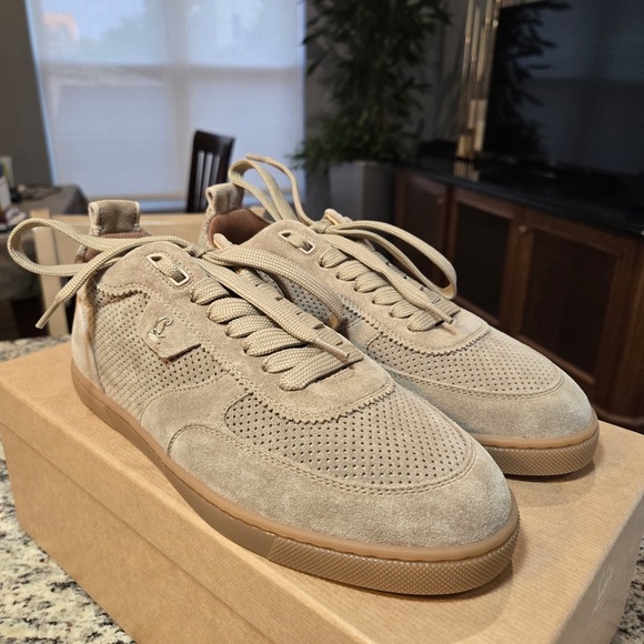 NEW Christian Louboutin Beige Suede Tutti Rui Sneaker Size 38 - Picture 9 of 12